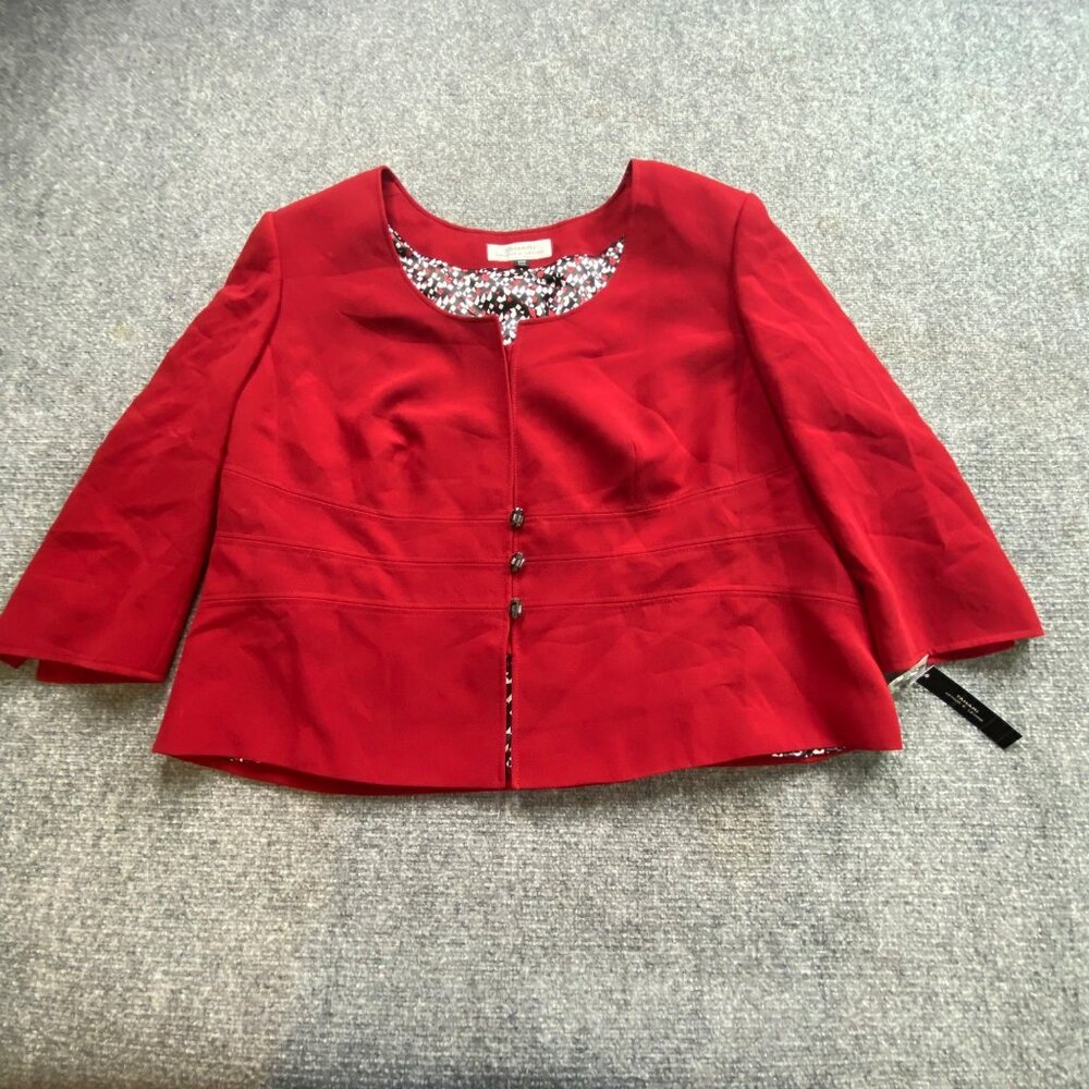 Tahari Arthur S Levine Blazer Jacket Womens 22W‎ Red Career Classic Workwear New